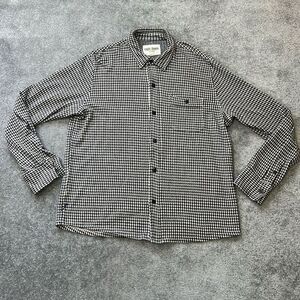 Eddie Bauer Men’s Gingham Knit Shirt Jacket Black White Cotton Neutral Size XL